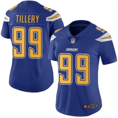 Los Angeles Chargers NFL Football Jerry Tillery Electric Blue Jersey Women Limited 99 Rush Vapor Untouchable
